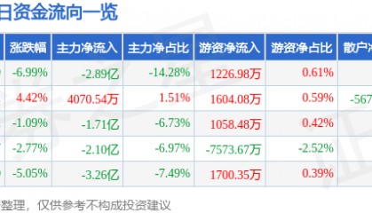 股票行情快报:岩山科技(002195)12月17日主力资金净卖出2.89亿元