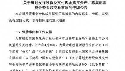 电投能源:筹划资产重组,股票明日停牌