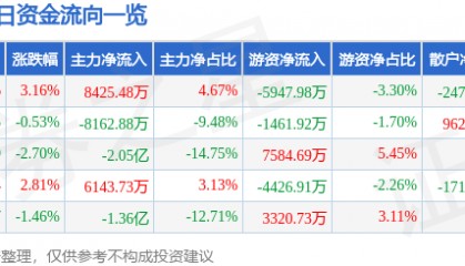 股票行情快报:浪潮信息(000977)5月29日主力资金净买入8425.48万元