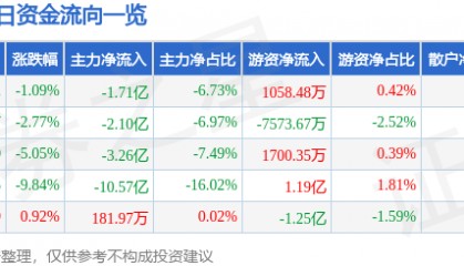 股票行情快报:岩山科技(002195)12月13日主力资金净卖出1.71亿元