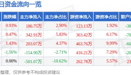 股票行情快报:穗恒运A(000531)8月19日主力资金净买入186.75万元