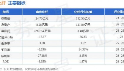 股票行情快报:南京化纤(600889)10月22日主力资金净卖出47.41万元