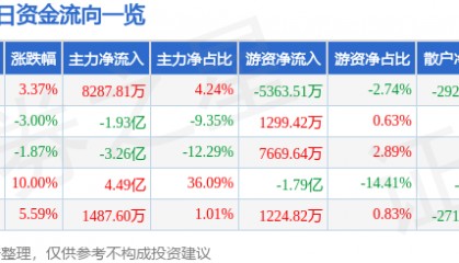 股票行情快报:岩山科技(002195)11月29日主力资金净买入8287.81万元