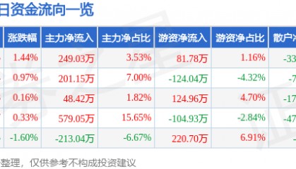股票行情快报:大连友谊(000679)5月28日主力资金净买入249.03万元