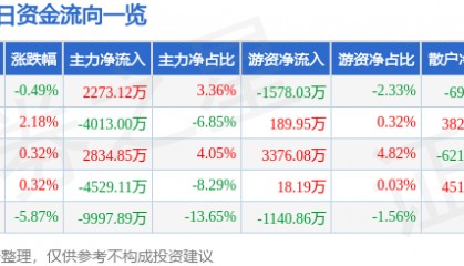 股票行情快报:中科信息(300678)11月28日主力资金净买入2273.12万元