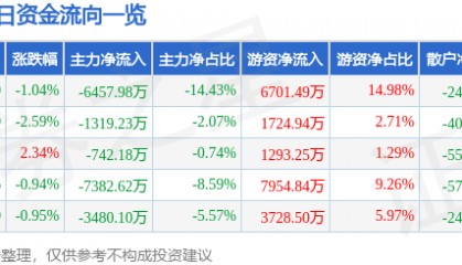 股票行情快报:金山办公(688111)5月28日主力资金净卖出6457.98万元